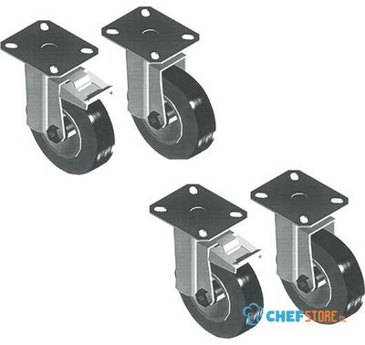 Mastro Wielset Met Remmen Voor Rek Voor Pizza Oven | Z/CRSF 1