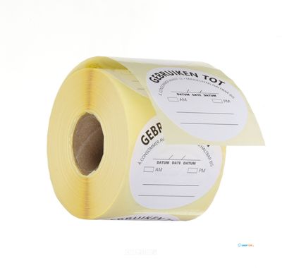 HENDI 850558 Herbruikbare sticker voor voedselveiligheid, “GEBRUIK VÓÓR”, , Wit, 500 st., ⌀50mm
