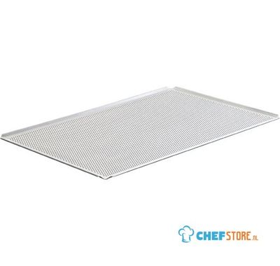 Baking Tray In Aluminium Uncoated, 600x400 mm - 4 Sides 45°, Perforated, virtus Z/SBTAL6040 1