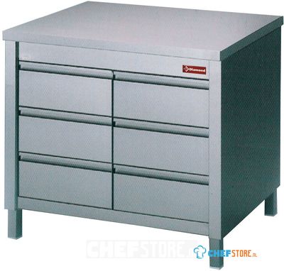 Diamond Werktafelkast met 6 laden GN1/1 | TACS107/B
