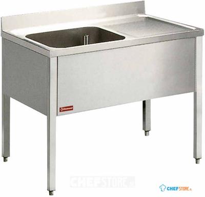 Diamond Spoeltafel met 1 Kuip, 1 Rechts Druipvlak, met Onderstel - L1410D-KD-D 1