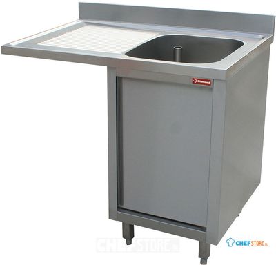 Diamond Spoeltafel met 1 Kuip, Druipvlak Links, op Kast met 1 Draaideur en Ruimte voor Vaatwas - L1411VS-AS-D 1