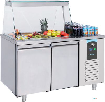 Saladette met glasopstand | 2 Deuren | 3x 1/1 GNPan | Pro Line | Combisteel | 7489.5150 1