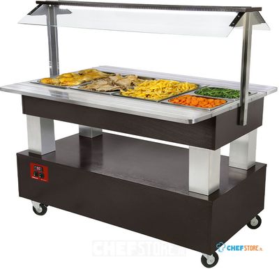 Bain Marie Warm Buffet 4X1/1H150 Wenge Hout | Diamond | BBM/4N-B1 1