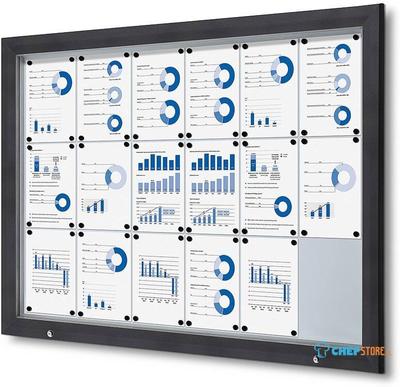 Syna Vergrendelbaar Notitiebord Outdoor met Gasveer 18x A4 RAL 7016 - SCT18XA4PHC7016JS