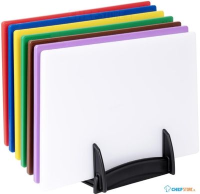 Hygiplas LDPE Snijplanken Set Met Rek (Set Van 7 - 10mm Hoog) - Hygiplas CH310