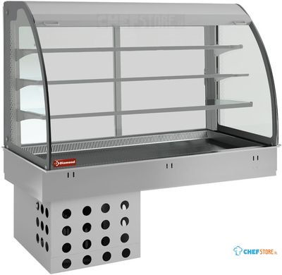 Topelement En Gesloten Uitstalvitrine 3 Niveau's, Gekoeld, Geforceerd, 2x GN1/1 - Diamond DPA/TVF308-R2 1