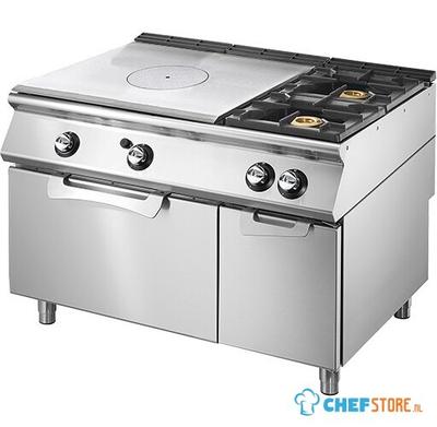 Mastro Bakplaat - Gas Solide Top Op Statische Gasoven Gn 2/1 en Gesloten Kast + 2 Branders - VS90120TPFG 1