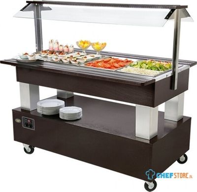 Buffet/Salade-Bar | 4Xgn1/1 | Donker hout | Roller Grill | 304171 1