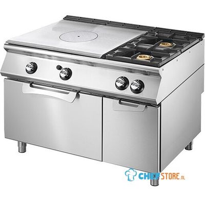 Mastro Bakplaat - Gas Solide Top Op Statische Gasoven Gn 2/1 en Gesloten Kast + 2 Branders - VS70120TPFG 1