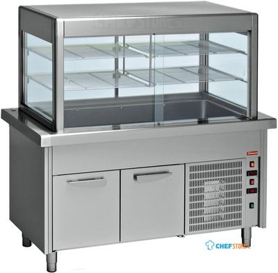 Top Element + Gekoelde Vitrine op Gekoelde Kast 4x GN1/1 - Diamond S80/RPRV15-R2 1