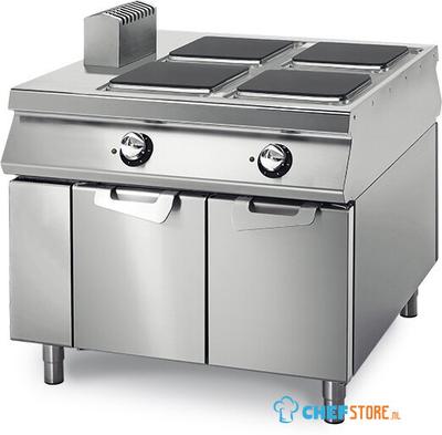 Electric Range With 4 Squared Plates On Cabinet With Doors,  Two-Sided Panel Control, Virtus VS110100PCE 1