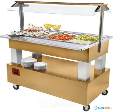 Diamond Buffet - Salad bar, gekoeld, 4x GN 1/1-150 (Licht eiken hout) | BSB/4N-D1-R2 1