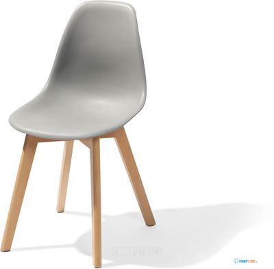 Essentials Keeve Stoel Grijs, Berkenhouten Frame en Kunststof Zitting, 47x53x83cm (LxBxH), 505F01SG