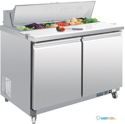 2-deurs gekoelde saladette | 12x 1/6GN met deksel en snijplank | 405 liter | GD882