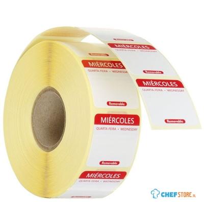 HENDI 850824 Voedselveiligheid dagstickers, herbruikbaar, , Woensdag, Rood, 1000 st., 25x25mm