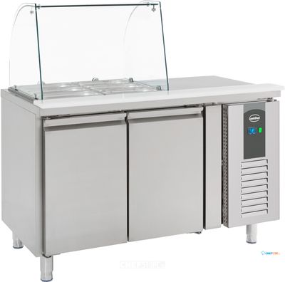 Koelwerkbank / Saladette | Glasopstand | 2 deuren, 1/1GN | Standard Line | Combisteel | 7950.0410