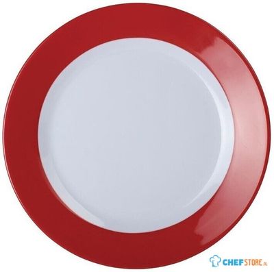 Kristallon Gala melamine bord met rode rand 26cm | DE602