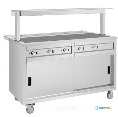 Buffalo JB187 mobiele uitgiftewagen met massief verwarmd bovenblad 4x 1/1 GN