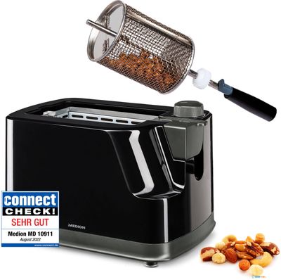 MEDION MD 10911 - Noten Rooster - 500 Watt - Roterende Roostermand - 15 Minuten Timer - Oververhittingsbeveiliging - ROASTYOURNUTS