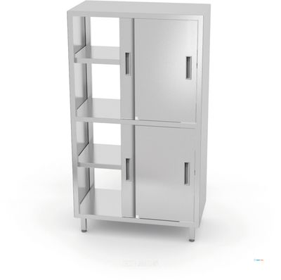 Doorgangskast Met Tussenblad En Schuifdeuren, HENDI, Kitchen Line, 1000x600x(H)1800mm - HENDI 811108