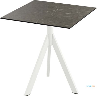 Essentials Infinity Tripod Terrastafel Wit Frame + Midnight Marble HPL 70x70 cm - 140021677
