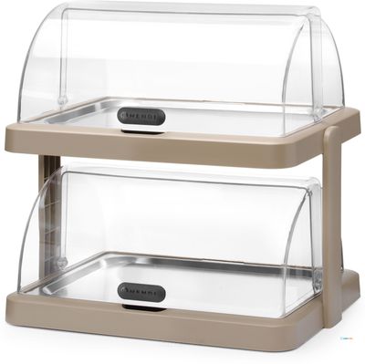 HENDI 871959 Koeldisplay met dubbele roltop Duo, UNIQ, , designed by Robert Bronwasser, Beige, 480x355x(H)480mm