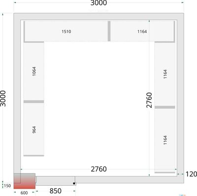 120 mm Vriescelpanelen met 850 mm Brede Deur - CR 300X300X220 WD