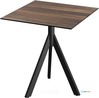 Essentials Infinity Tripod Terrastafel Zwart Frame + Tropical Wood HPL 70x70 cm - 140011277