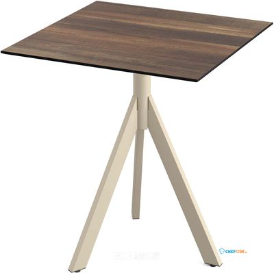 Essentials Infinity Tripod Terrastafel Zand Frame + Tropical Wood HPL 70x70 cm - 140031277