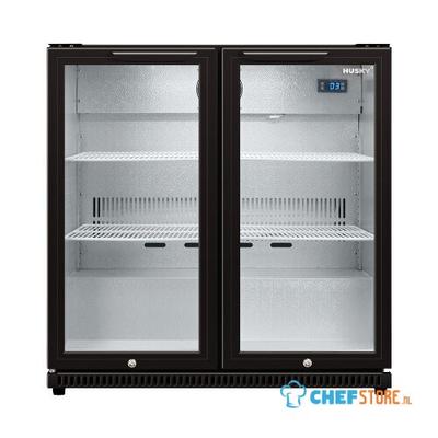 Backbar koeler - 2 deurs - zwart - deurslot - LED verlichting - ventitator - 0 – 10 ℃ - elektronische thermostaat - Husky C2-865-BK-NL-HU 1