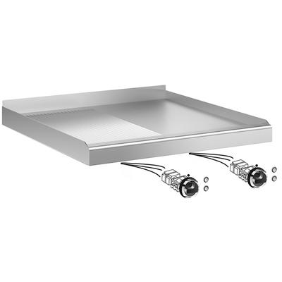 Gastro-Inox "drop-In" Bakplaat 60cm, Verchroomd Bakoppervlak 1/2 Glad-1/2 Geribbeld, Gastro-Inox 160.537 1