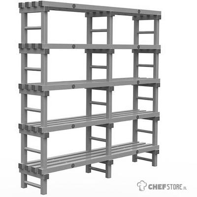 308.275 REA Grey Eurostelling 5 schappen 2000(l)x400(d)x1850(h)mm