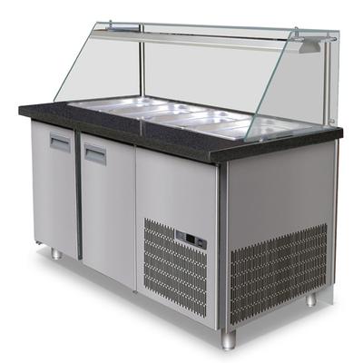 Refrigerated Preparation Counter With 2 Doors and Vertical Front Glass, 4x GN 1/1, 0°/+10°c, Mastro IEC0055 1