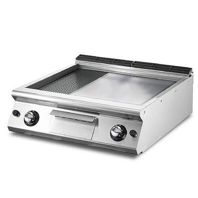 Mastro Bakplaat - Gas - Tafelmodel - ½ Vlak - ½ Geribbelde Verchroomde Plaat - V7080FTRGVCRT 1