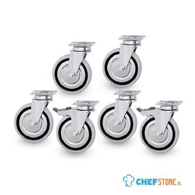 Castors Kit With and Without Brakes (2+4) For Refrigerated Undercounters, Mastro Z/FB00AY255 1