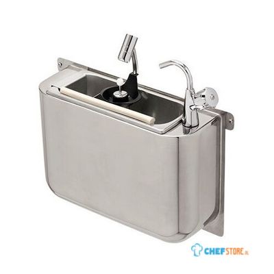 IJSLEPEL SPOELBAK Met KRAAN En IJSLEPELDOUCHE 410X120X270MET WATERAFVOERGAT, WATERAANSLUITING En STANDPIJP - Combisteel 7108.0040 1