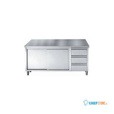 RVS Werktafel | Schuifdeuren | Laden | 160cm | RVS | Combisteel | 7452.0906 1