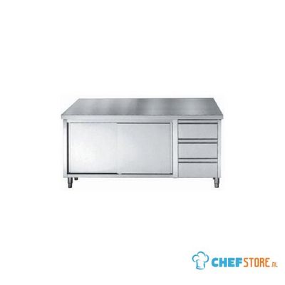 RVS Werktafel | Schuifdeuren | Laden | 180cm | Combisteel | 7452.0908