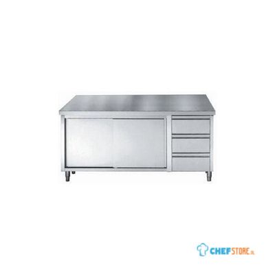 RVS Werktafel | Schuifdeuren | Laden | 200cm | Combisteel | 7452.0910 1
