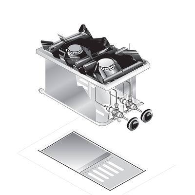 Gastro-Inox "drop-In" Kooktoestel, 40 Cm, 2 Branders, Gastro-Inox 160.501 1