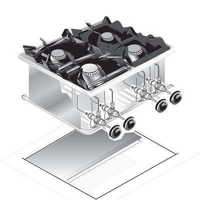 Gastro-Inox "drop-In" Kooktoestel, 60 cm , 4 Branders, Gastro-Inox 160.504 1