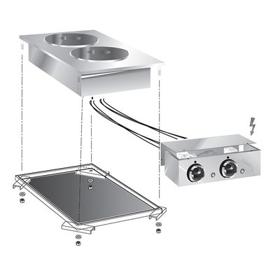 Gastro-Inox "drop-In" Elektrische Kookplaat , 40 Cm, 2 Plaats, Met Aansluitblok, Gastro-Inox 160.506 1