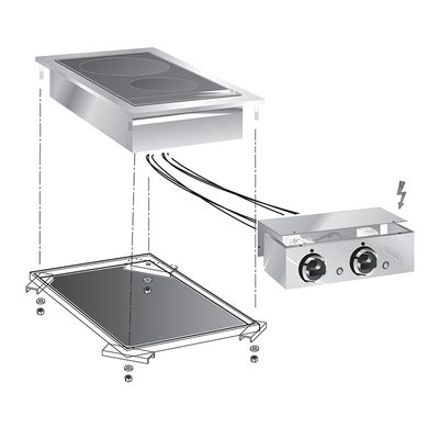 Gastro-Inox "drop-In" Elektrische Keramische Kookplaat, 40 cm 2 Zones, Met Aansluitblok, Gastro-Inox 160.510 1