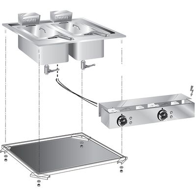 Gastro-Inox "drop-In" Friteuse 2x10 Liter, 60 cm 10kw, Met Aansluitblok, Gastro-Inox 160.522 1