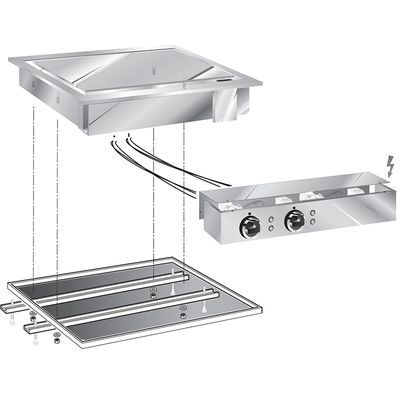 Gastro-Inox "drop-In" Bakplaat 60 Cm, Roestvrijstaal Bakoppervlak, Met Aansluitblok, Gastro-Inox 160.534 1