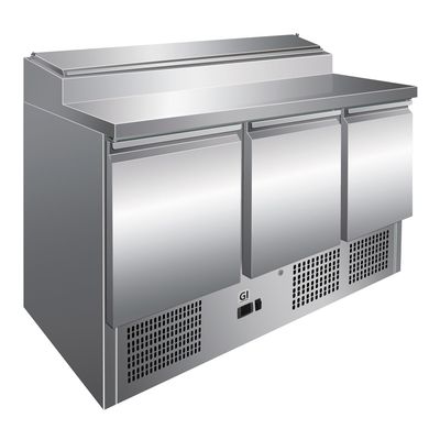 Gastro-Inox RVS Saladette Met 3 Deuren & 8x Gn1/6 Prepareer Unit, Geforceerd Gekoeld, Gastro-Inox 202.006 1