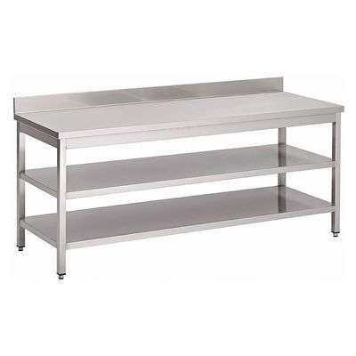 Gastro-Inox Werktafel van RVS met Dubbel Onderblad en Achteropstand, 1400(l)x700(d)x880(h)mm - 301.332 1