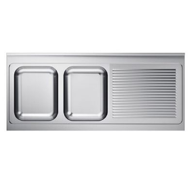 Spoeltafelwerkblad Bakken L Roestvast Staal AISI 304 1600x700x40mm - 305.365 1