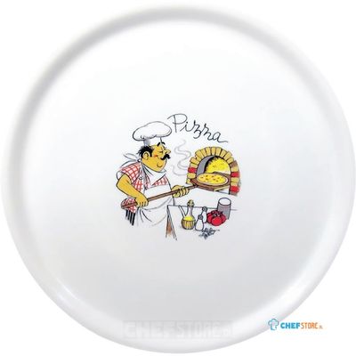 Saturnia porseleinen pizzaborden 31cm met chef-decor | DJ958
